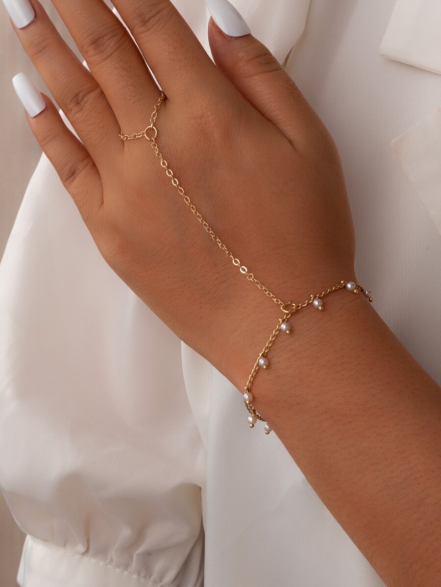 Bracelet bague avec perles d’eau douce