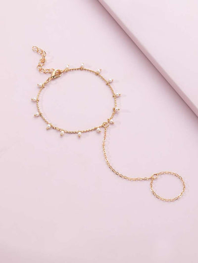 Bracelet bague avec perles d’eau douce