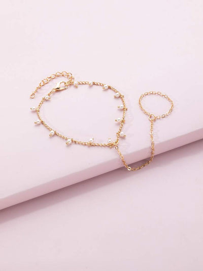 Bracelet bague avec perles d’eau douce