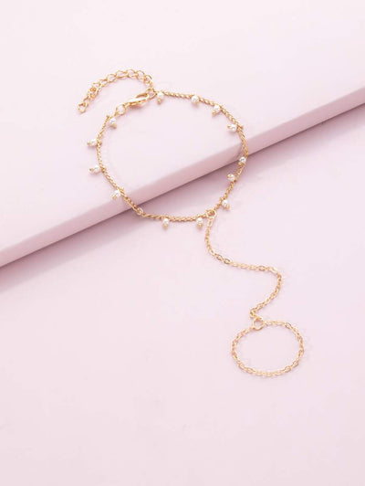 Bracelet bague avec perles d’eau douce