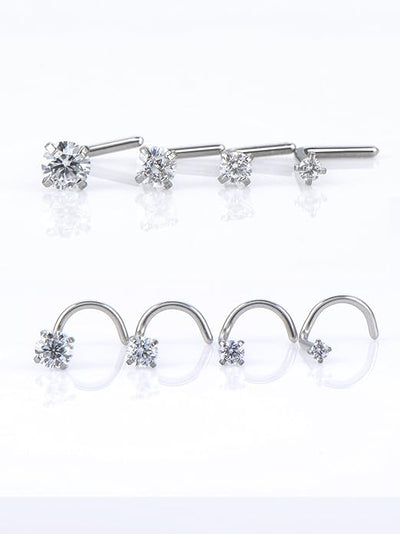 Ensemble de 8 Anneaux de Nez Courbés en Acier Inoxydable avec Zircon, Piercings de Qualité pour Le Corps