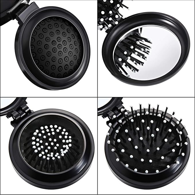 Mini Brosse à Cheveux Pliable avec Miroir – Format Voyage
