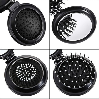 Mini Brosse à Cheveux Pliable avec Miroir – Format Voyage