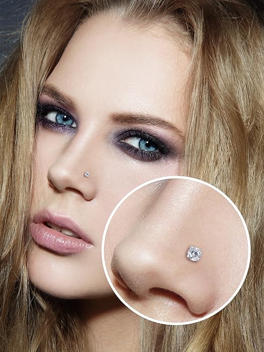 Ensemble de 8 Anneaux de Nez Courbés en Acier Inoxydable avec Zircon, Piercings de Qualité pour Le Corps